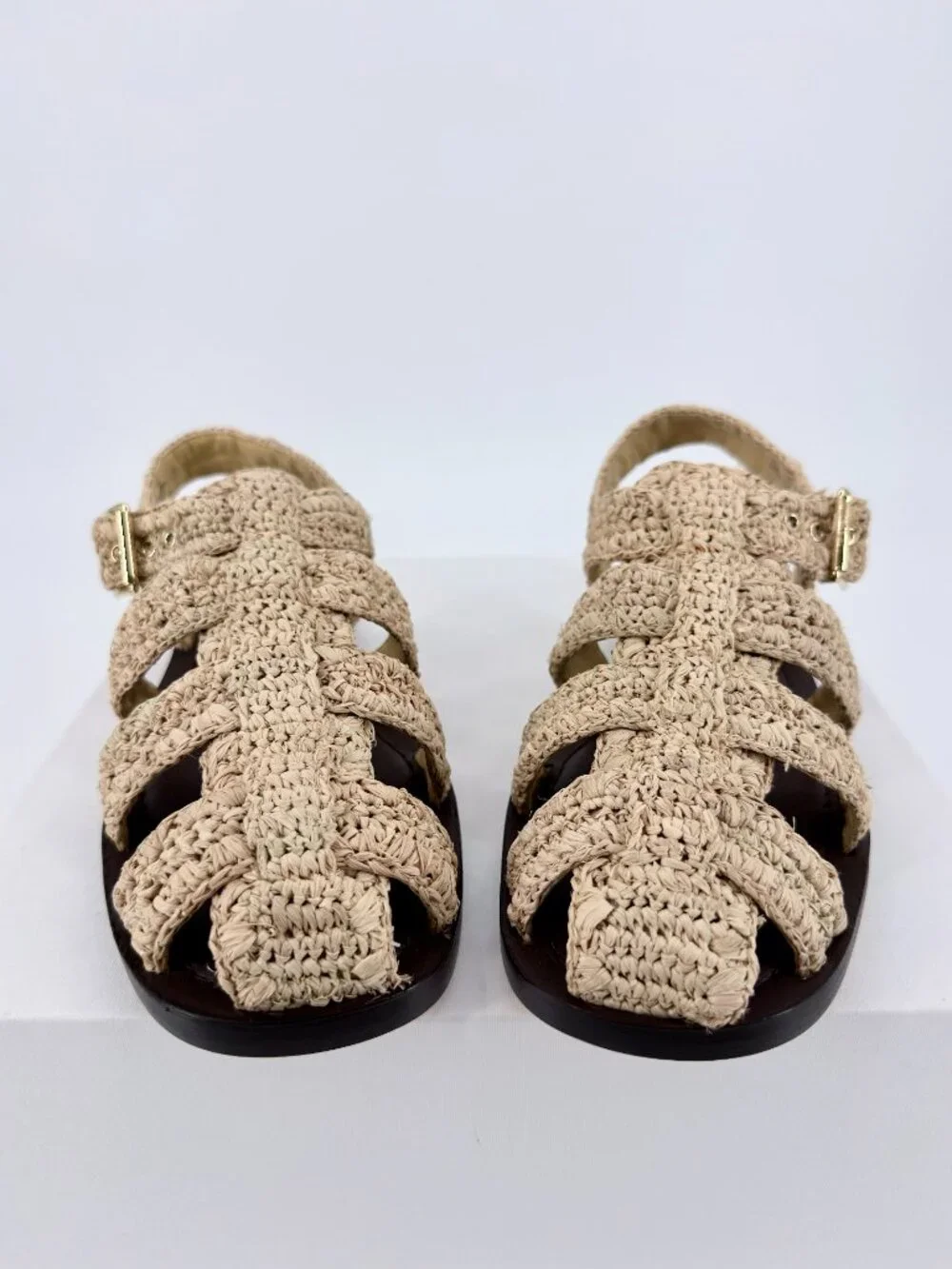 Loeffler Randall Sawyer Raffia Fisherman Sandals 10 NIB Woven Natural